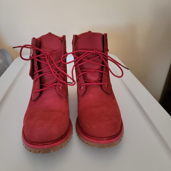 Timberland Premium Waterproof Lug Sole Boot, RUBY NUBUCK LEATHER,Size 8.5, NWOB - Picture 3 of 16